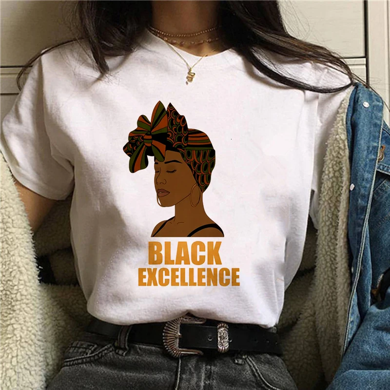 Esu Stipri Melanino Karalienė marškinėliai Moterims Drabužių Afrikos Juoda Mergaitė, Istorija Mėnesį Moterų marškinėliai Melanino Tee Marškinėliai,Lašas Laivas