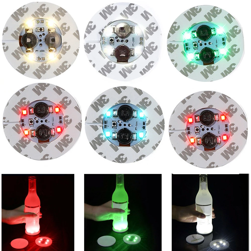 10vnt/Daug 4leds Mini LED Butelį Šviesos Švytėjimas Miestelyje Lipdukai KTV Baras Kalėdų Vakarėlį Vaza Dekoro LED Glorifier Gerti Taurės Kilimėlis
