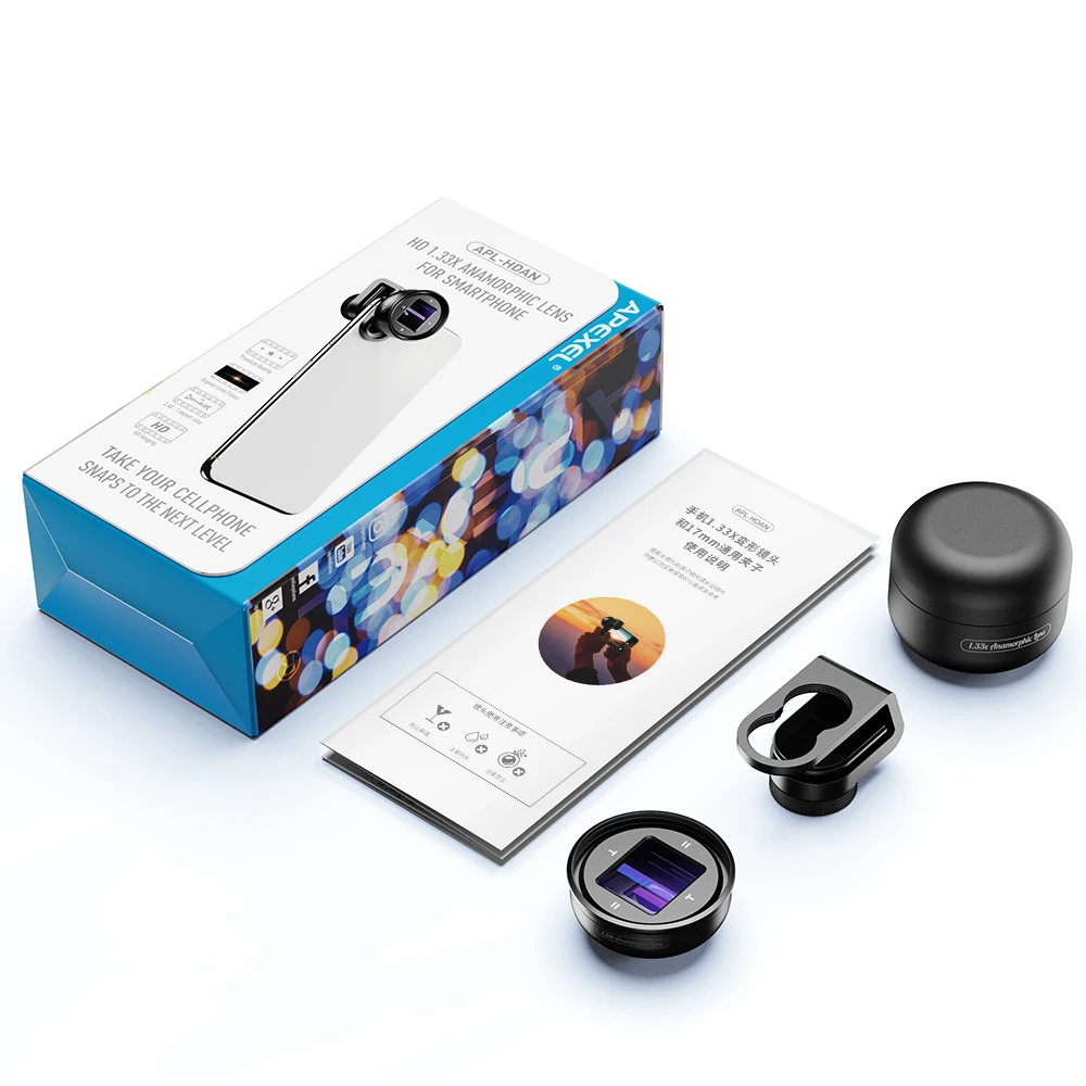 APEXEL 1.33 x Iškreiptu Objektyvas 4K HD Plačiaekranis Kino Objektyvą Vlog Fotografavimo Deformacijos mobiliojo lęšis iPhone Samsung 