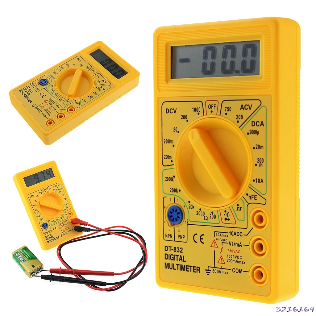 Profesinės DT832 Skaitmeninis Multimetras LCD DC AC Voltmeter Ammeter Ohm Testeris