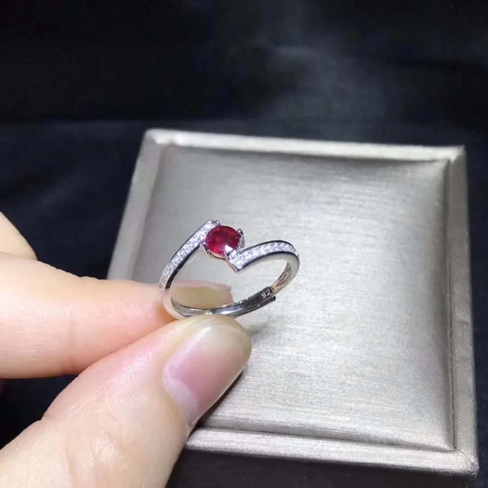 Gamtos rubino žiedas, 925 sterlingas sidabro, paprasta ir išskirtinį stilių, pigiai, rekomenduojama savininkas, autentiški spalva
