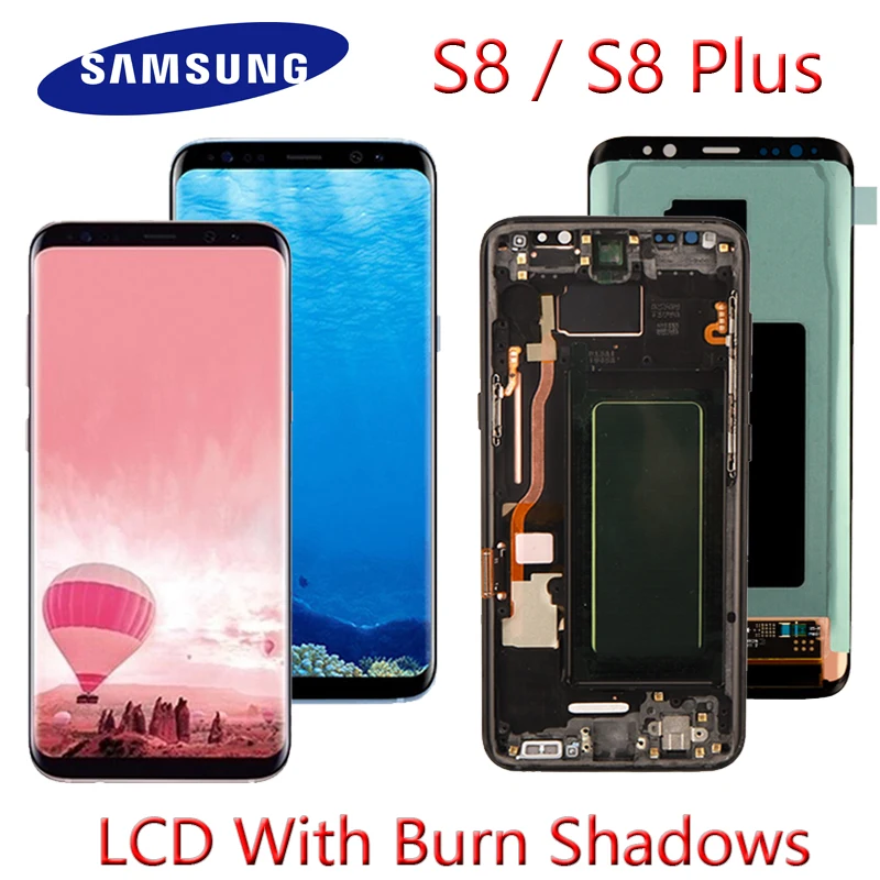 Originalus LCD Samsung Galaxy S8 Lcd Ekranas S8 plius G950 G950F G955fd G955F G955 Su Burn Šešėlis Su Jutiklinio Ekrano Skaitmeninti