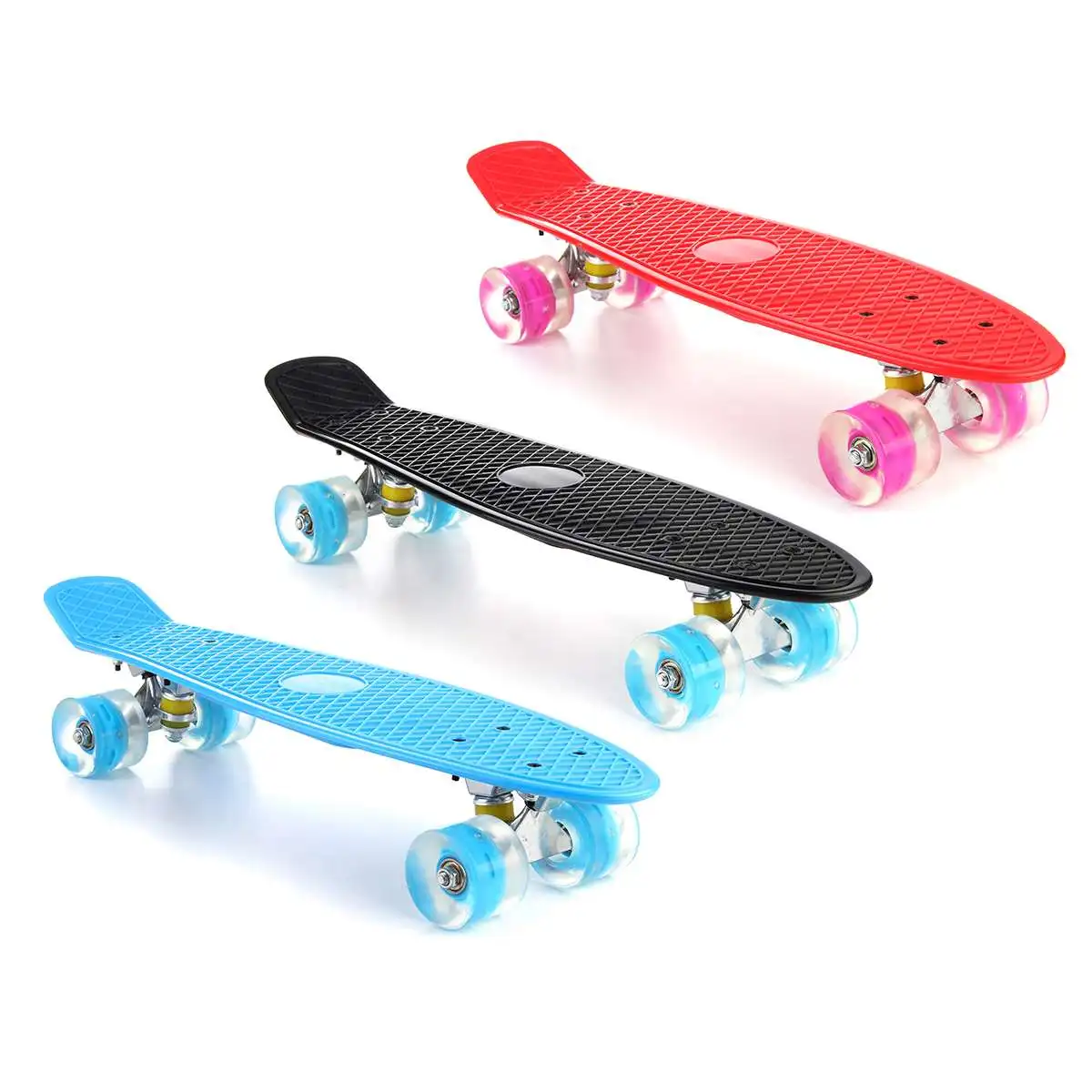22 Colių Keturių ratų Mini Longboard Pastelinių Spalvų Skate Board riedlentė su LED Mirksi Ratai Retro Riedlentė
