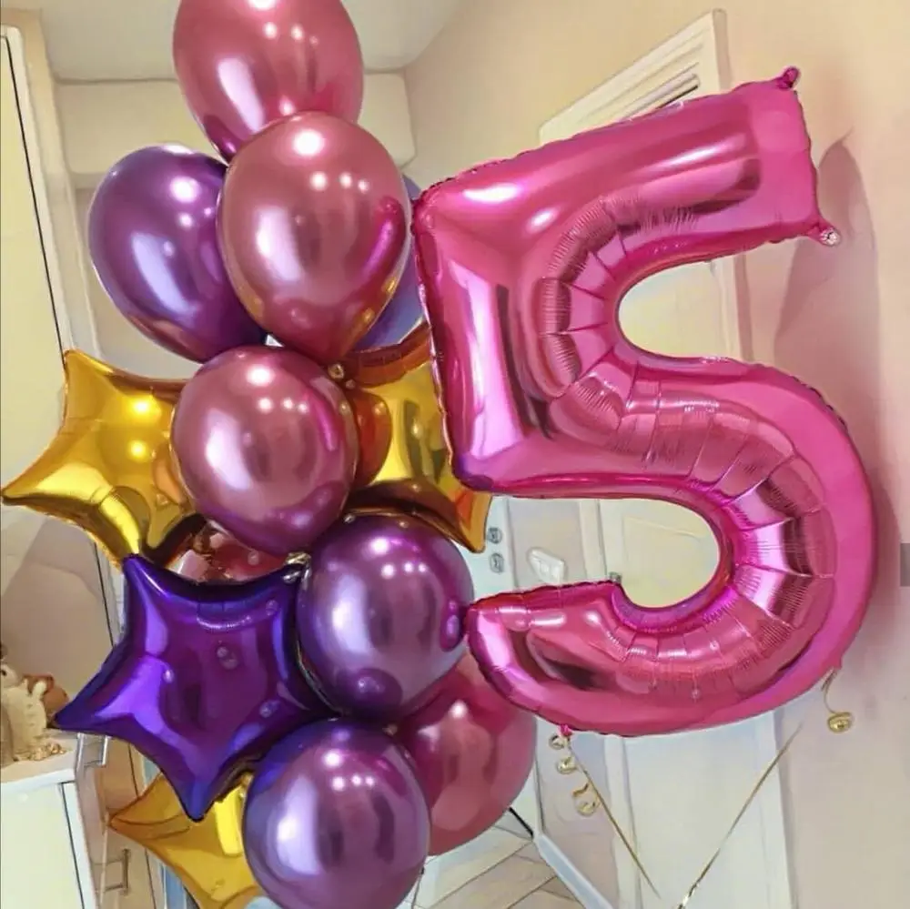13pcs skaičius balionas Laimingas gimtadienio dekoracijas suaugusiųjų kid 40 colių rožinė mėlyna folija balionas Metalo ballon vestuves tiekimo