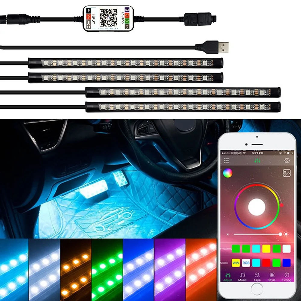 LED Juosta RGB Nuotolinio Valdymo Automobilio Dekoratyvinis Atmosfera Lempa 