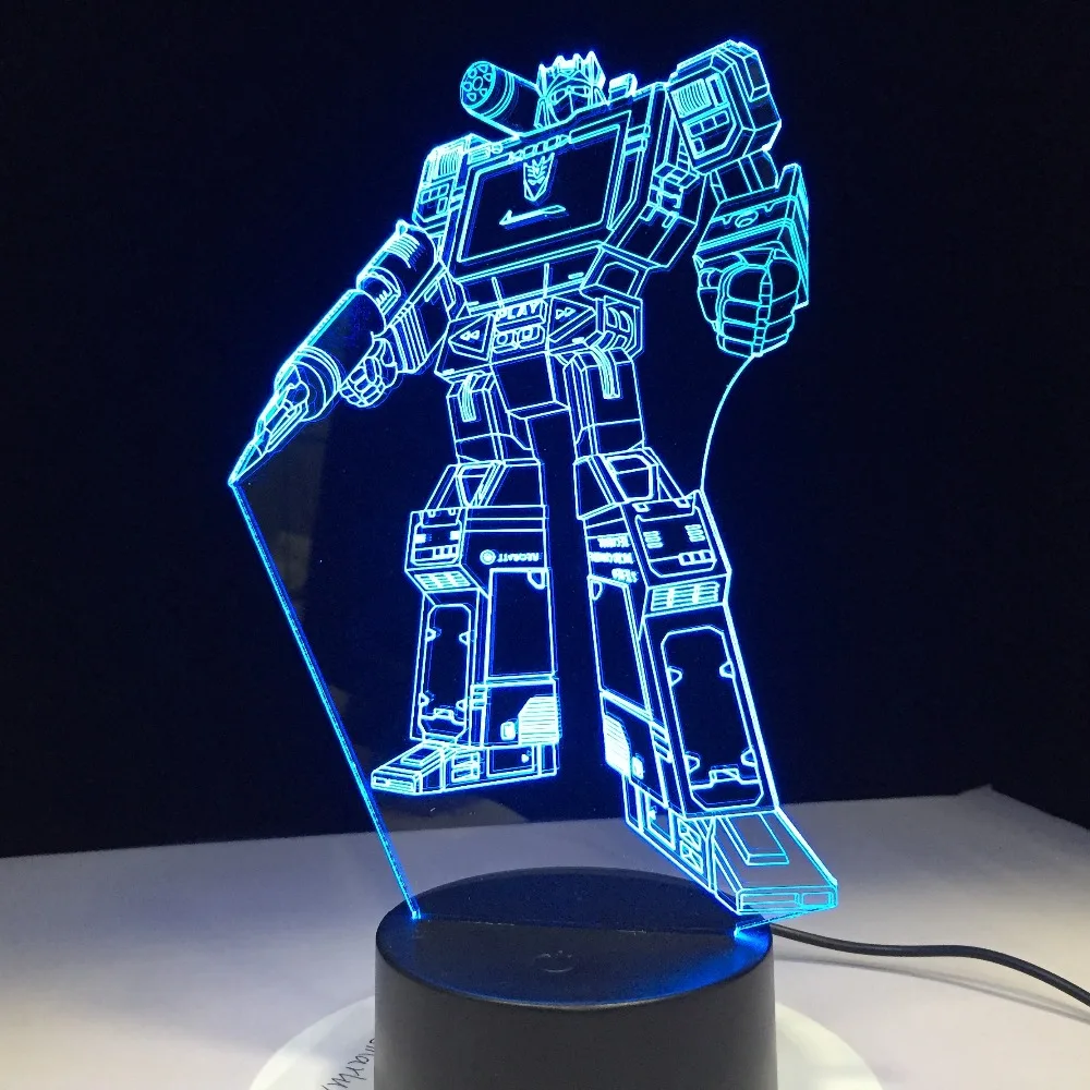 Nuotolinio Valdymo Jutiklinį Jungiklį Transformacijos robotas Veiksmų Skaičiai Žaislai 3D Lempa 7 Spalvų Keitimas Naktiniai Nakties Šviesos Vaikai Dovana
