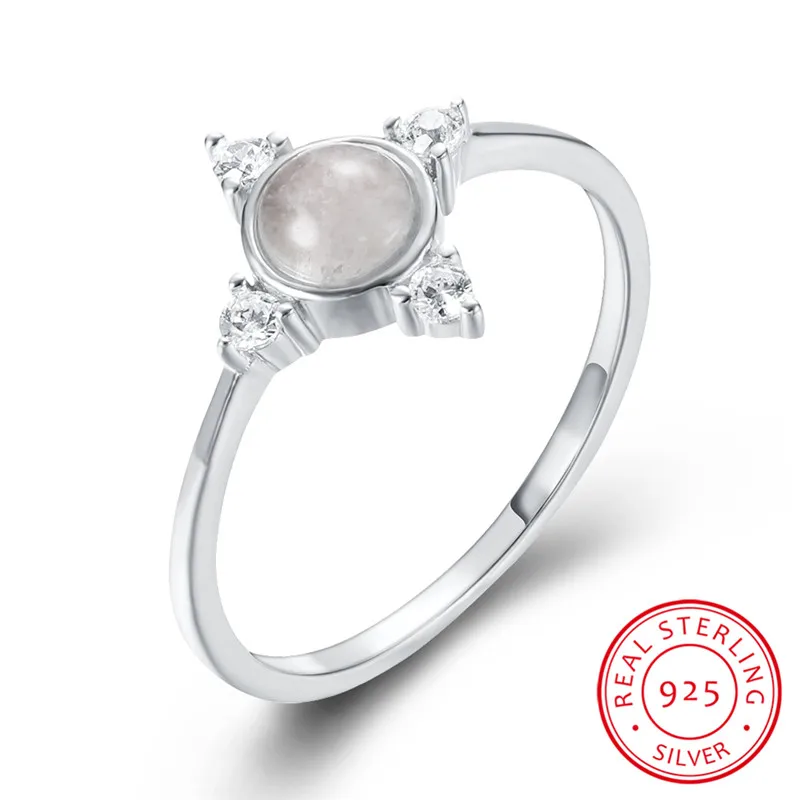 Mielas Moterų Maži, Apvalūs Mėnulio Akmuo Žiedas Nekilnojamojo 925 Sterlingas Sidabro Vestuvinis Žiedas Senovinių Vestuvinių Žiedų Moterims