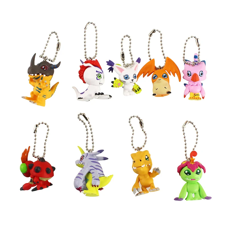 9pcs/Set Digimon Nuotykių Tailmon Agumon Patamon Gomamon Piyomon Tentomon Palmon Gabumon Raktų pakabukai Mini Karolius, Žaislai 3.5-5cm