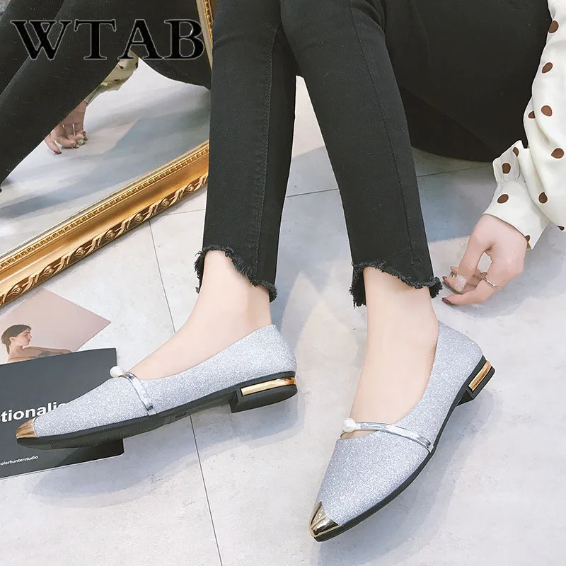 WTAB 2018 NAUJĄ atsitiktinis Seklių plokšti batai moterims, metalo Pažymėjo Tne pu moterų avalynė Slydimo-Dėl Pagrindinių neleidžiančioms slysti elegantiškas ponios batai