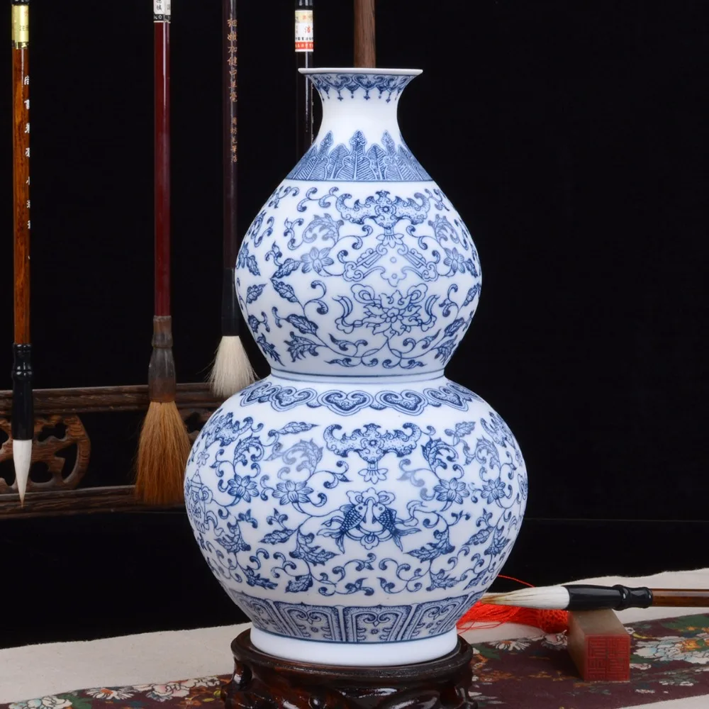 Mėlynos ir Baltos Trapus Porceliano Vazos Blokavimo Gėlių Keramikos Vaza, Rankų darbo Namų Puošybai Jingdezhen Gėlių Vazos