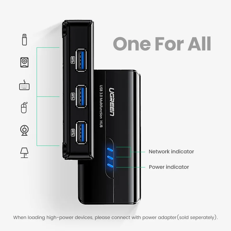 Ugreen USB Ethernet USB 3.0-2.0 RJ45 USB ŠAKOTUVĄ už Xiaomi Mi Box 3/S (Set-top Box Ethernet Adapteris, Tinklo plokštė, USB Lan