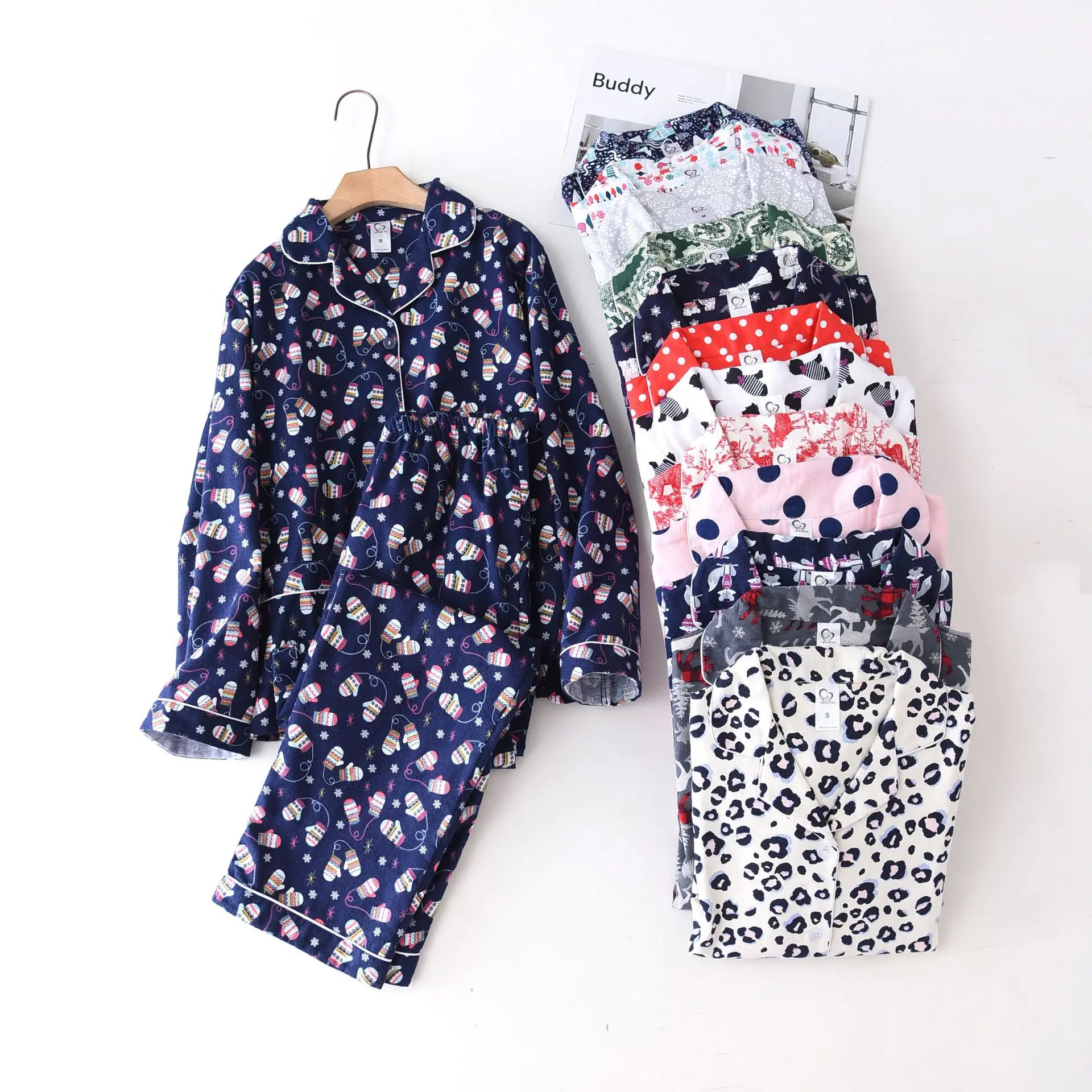 Žiemos Atsitiktinis pižama rinkiniai moterims medvilnės Korėja mielas animacinių filmų ilgomis rankovėmis prarasti sleepwear moterų pižamos mujer plius dydis