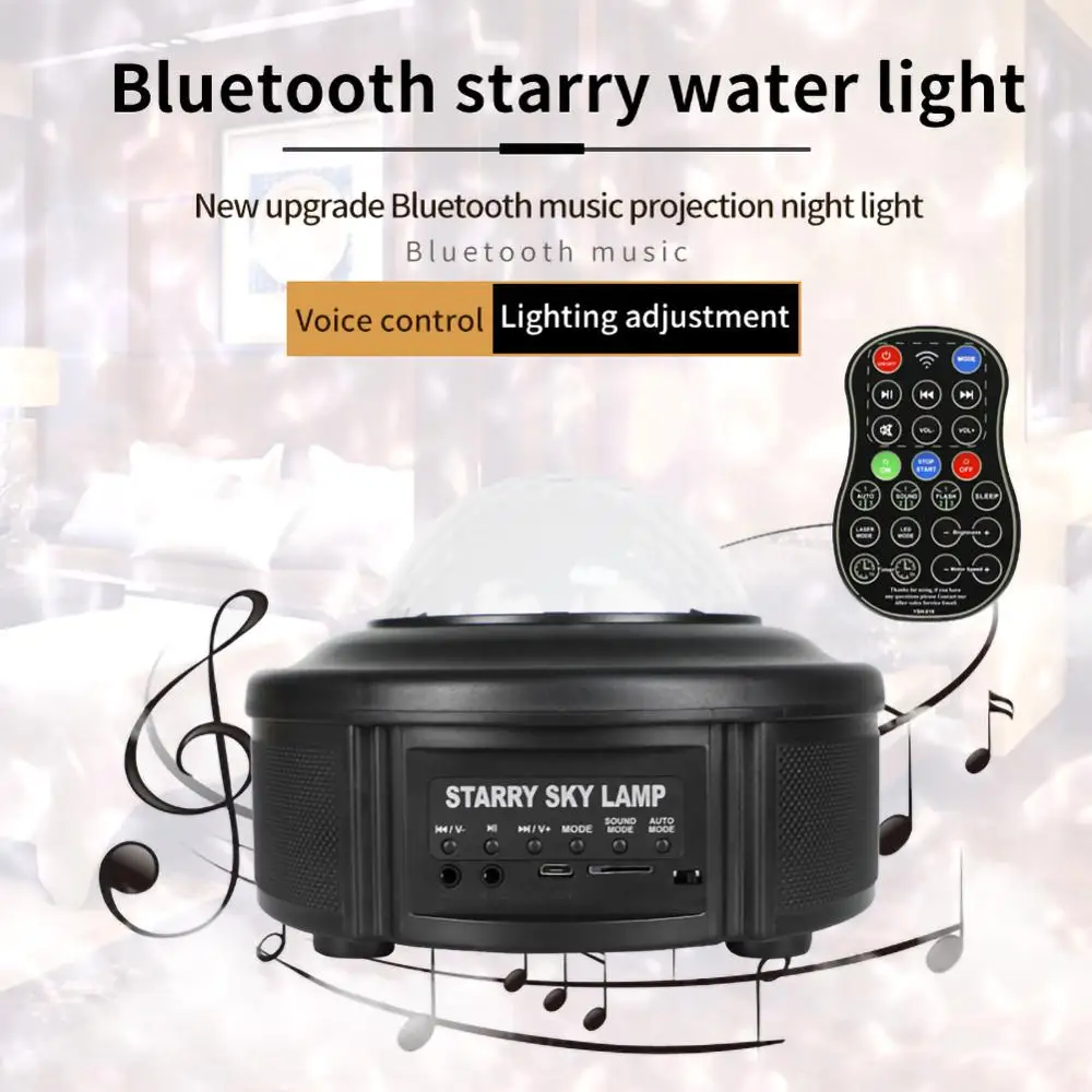 Žvaigždėtas Dangaus Projektorius Lempos Muzikos Projekcija LED Šviesos Miegamajame Nakties Šviesa 