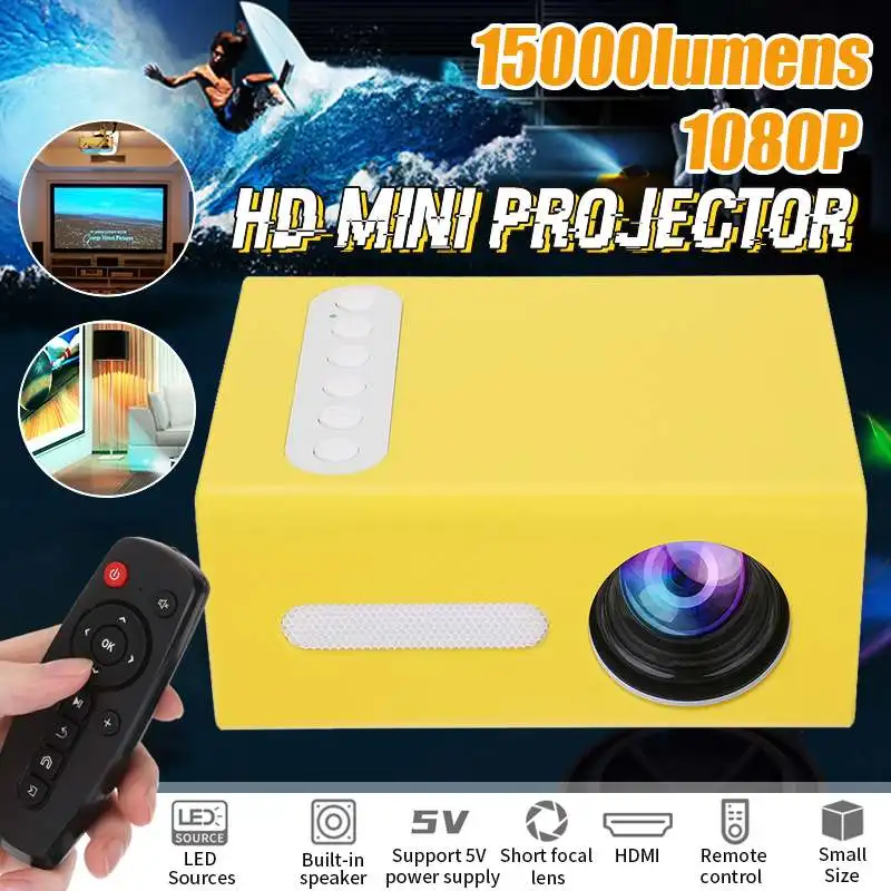 T300 110-240V LED Mini Projektorius 1080P HDMI AV, USB Audio Mini 3D Namų Kino Filmą, Nešiojamas Projektorius 