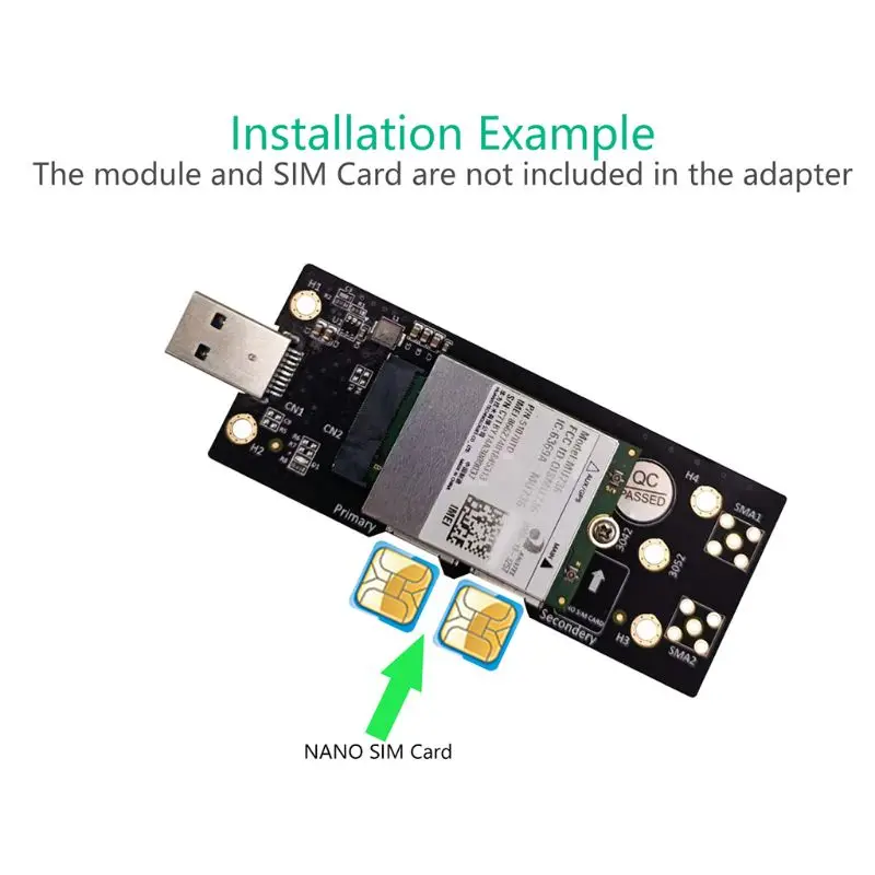 M. 2 USB 3.0 Adapteris su Dviguba NANO-SIM card Slot 3G/4G/5G Modulis X5QC