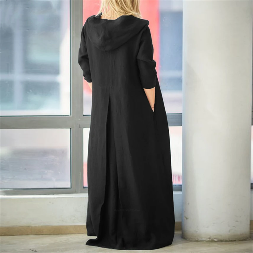 Musulmonų Moterys Suknelė Arabų Dubajus Ilgomis Rankovėmis Kietas Islamo Drabužių Gobtuvu Atsitiktinis Derliaus Eid Mubarakas Ponios Abaja Suknelės