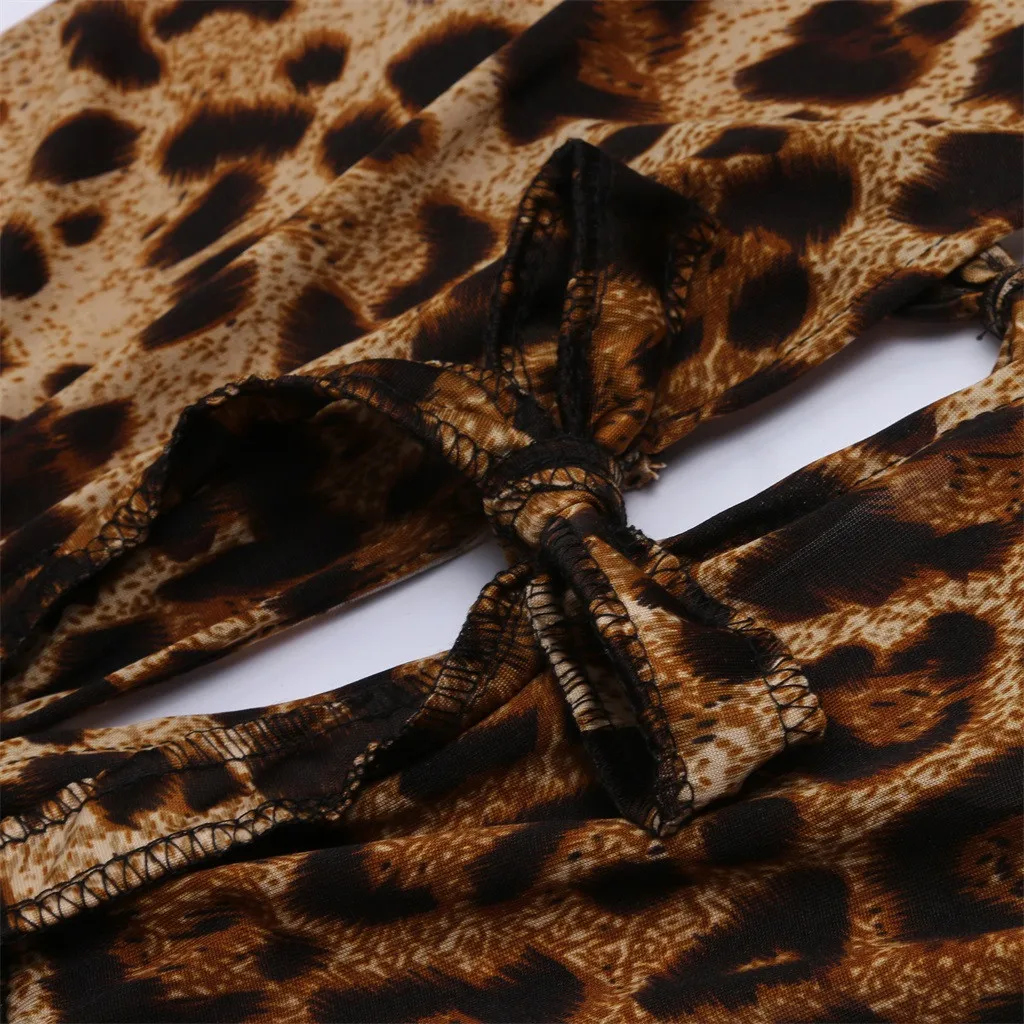 S-3XL Moterų Plius Dydžio Seksualus apatinis Trikotažas Karšto Leopardas Spausdinti Sleepwear Giliai V-Kaklo, Rankovių Lankas Bodysuit Kratinys Nėriniai naktiniai drabužiai