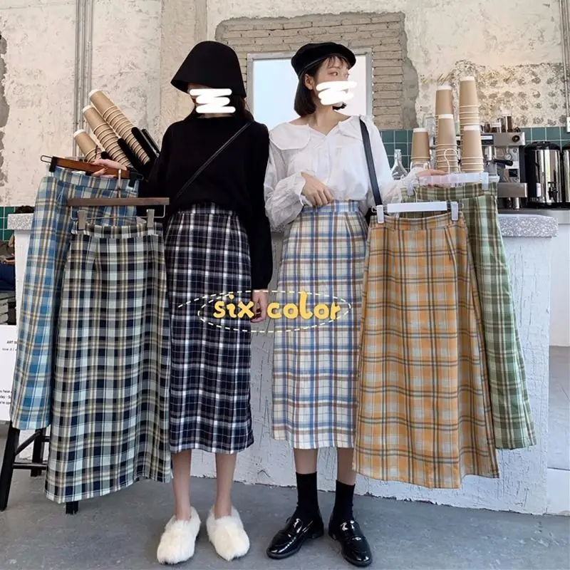 Naujas Atvykimo Japonijos mokyklinę Uniformą Pledas Sijonas Lolita Midi Classic-line Aukšto Liemens Sijonas Pavasarį, Rudenį Moterys 6 Spalvų Sijonai