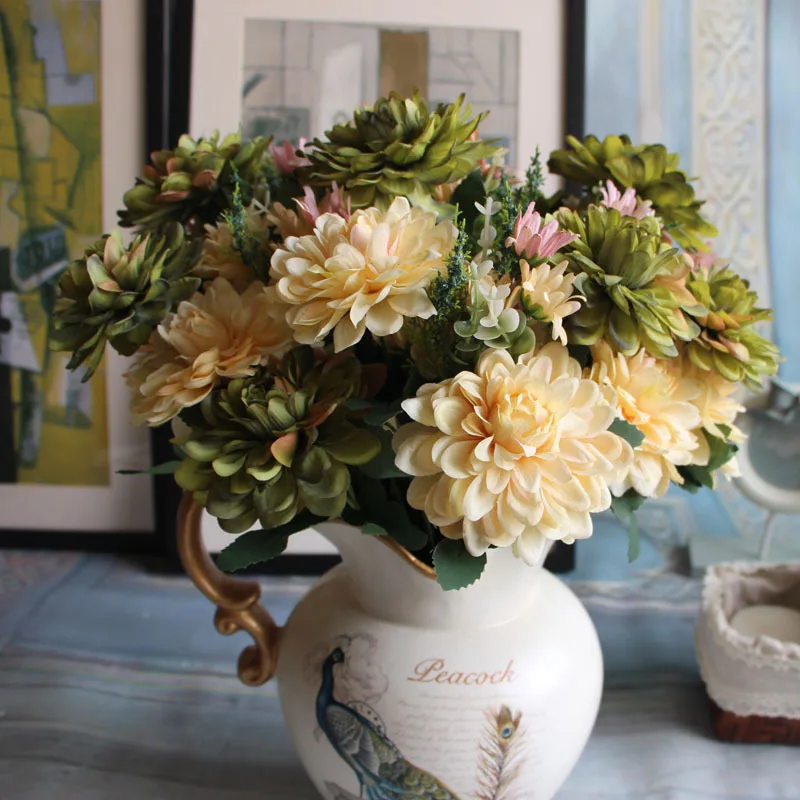 Nekilnojamojo touch europos medetkų dekoratyvinis dirbtinis Nustatyti Gėlės namų puošybai vestuvių gėlės stalo dekoravimas gėlėmis