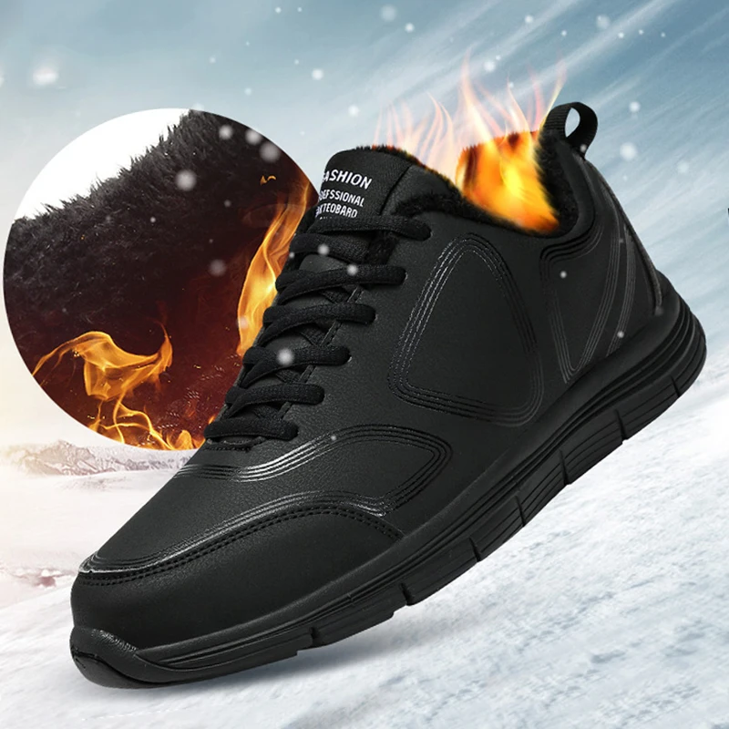 Vyrai sportbačiai mados žiemos laisvalaikio bateliai lauko šviesos didelio dydžio raudona plius aksomo batus neslidžiais sportinis stilius juoda raudona batai