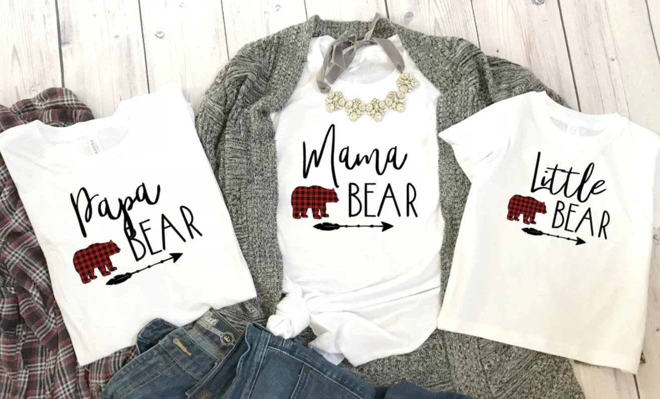 Gotikos Viršūnes MAMA/Little Bear - Juokinga T-shirt Atitikimo Šeimos Dovanos Estetinės Drabužiai