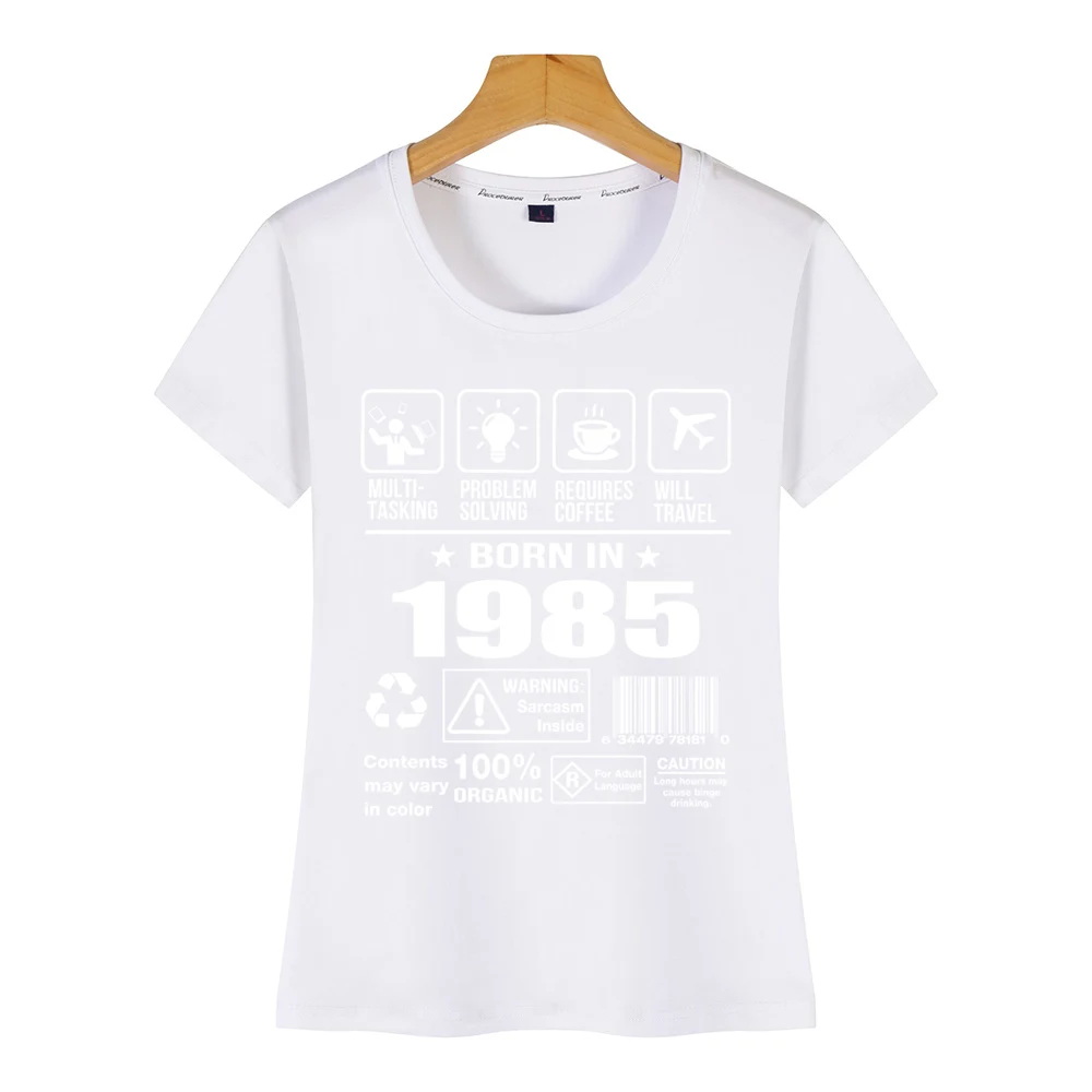 Topai Marškinėliai Moterims, gimęs 1985 m. Humoro Baltos Medvilnės Moterų Marškinėlius
