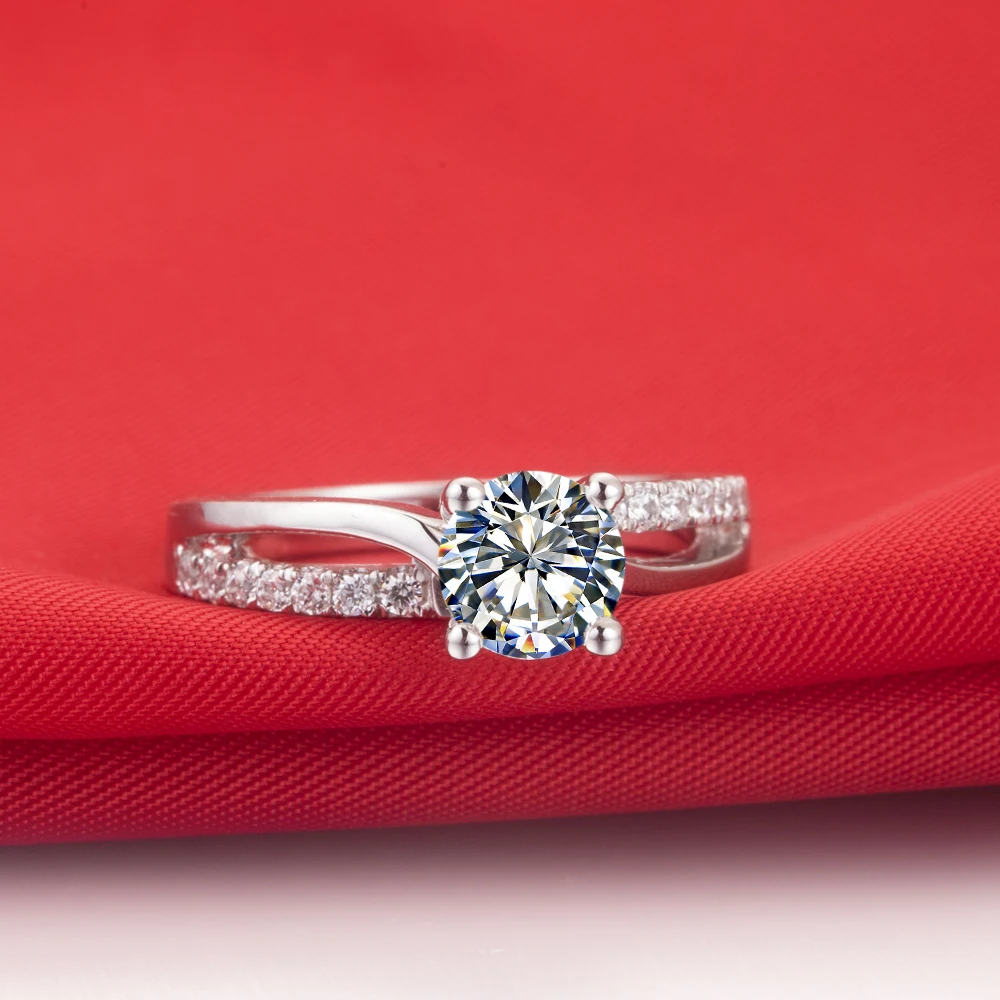 Kietojo Platinum PT950 Žiedas 1CT Diamond Engagement Vestuvinį Žiedą Pareiškimą Gimtadienio Papuošalai Dovana Mergina Niekada Išnyks