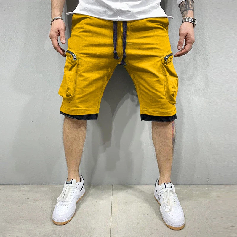Vasarą greitai džiūstantys šortai vyriški bėgimo trumpos kelnės Atsitiktinis fitneso streetwear vyrų Multi-pocket sporto atsitiktinis klubo krovinių šortai