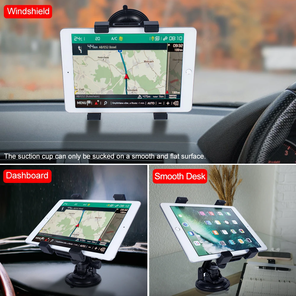 360° Besisukančio Automobilio Tablet Laikiklio Stovas Skirtas iPad 9.7 11 12.9 colių Automobilio priekinio Stiklo, prietaisų Skydelio Mount Turėtojas Samsung Tablet Xiaomi