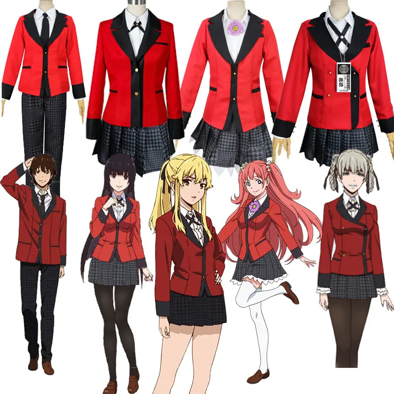 2020 Anime Kakegurui Cosplay Kostiumų Jabami Yumeko Cosplay Kostiumų Japonijos Aukštųjų Mokyklų Vienodas Mergaičių Drabužiai Moterims Kostiumai, Perukai