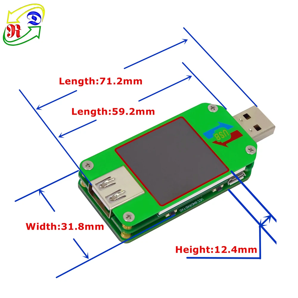 RD UM24 UM24C APP USB 2.0 LCD Ekranas Voltmeter ammeter baterijos įkrovimo įtampa srovės matuoklis multimetras laidas priemonę, Testeris