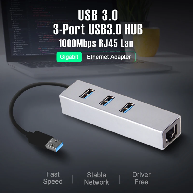 OFCCOM USB 3.0 Hub Ethernet Tinklo Adapteris 3 jungtys USB 3.0 Hub Su RJ45 Lan 10/100/1000M Tinklo Kortelė 