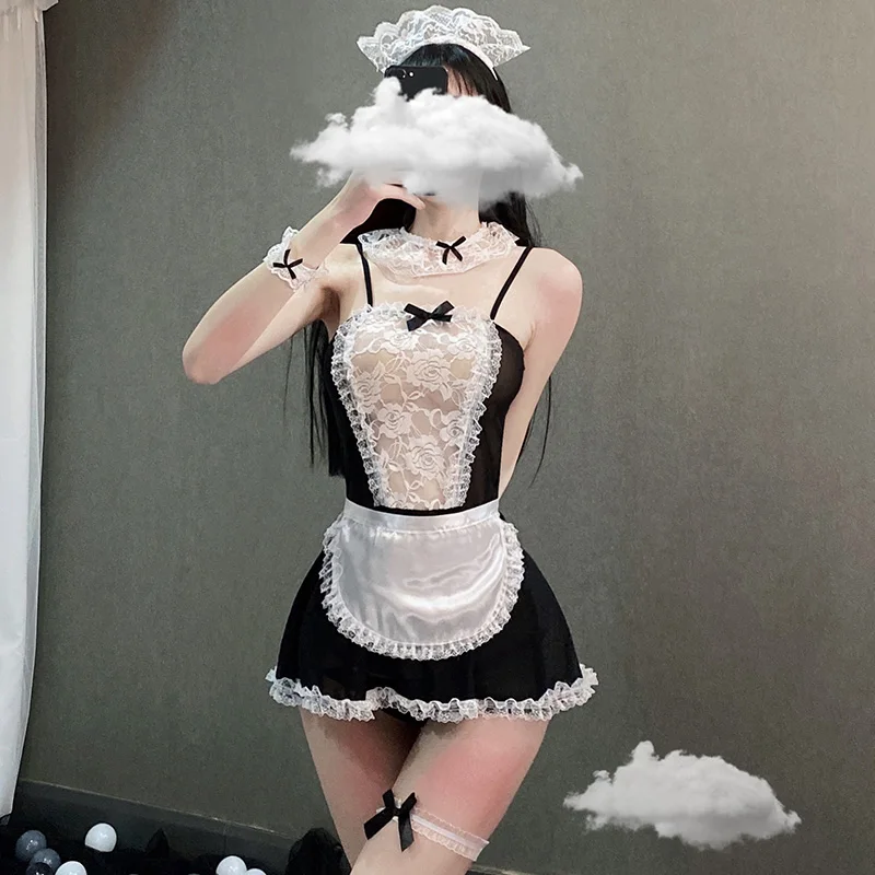Japonijos Cosplay Kostiumų Prijuostė Tarnaitė Suknelė Moterų Uniformos Halloween Kostiumai Seksualus Apatinis Trikotažas Moterims Saldus Gothic Lolita Suknelės