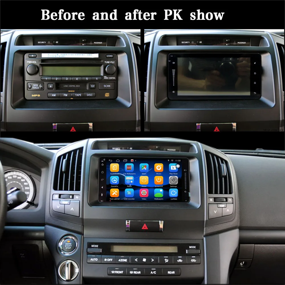 2 DIN Car DVD GPS Toyota Terios Sena Corolla Camry Prado RAV4 Universalus radijo wifi, Capacitive 7 colių 200*100mm Android grotuvas