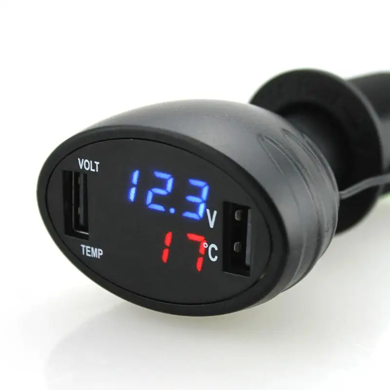 12V/24V Automobilinis įkroviklis, Cigarečių skaitmeninis Termometras Voltmeter voltmetras Testeris LED Dispaly