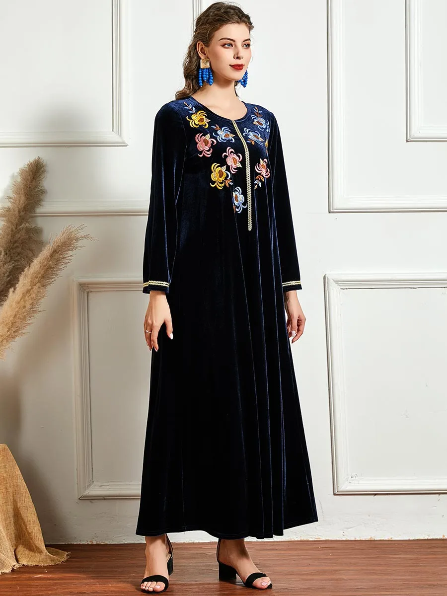 Dubajus aksomo abayas suknelė moterims musulmonų abaja turkijos suknelės burkini djellaba islamo drabužių arabų caftan marocain kaftan