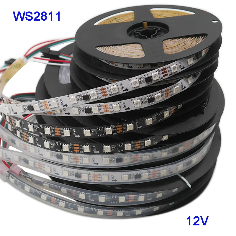 DC12V WS2811 Smart Pikselių, Led Juostos,3m/5m;30/48/60leds/m,5050 SMD RGB Adresuojamo WS2811IC šviesos Lempos Juosta