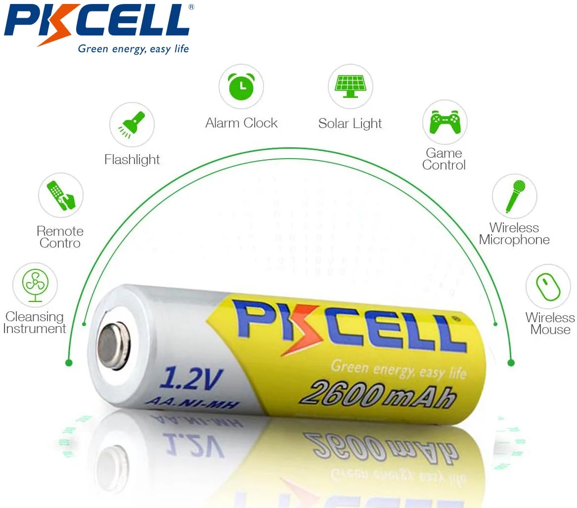 24Pcs PKCELL AA 2600Mah 1.2 V 2A Ni-Mh aa Įkraunamas Baterijas AA Bateria Baterias Realias galimybes + 6pcs Bateriją Laikykite Atveju Dėžės