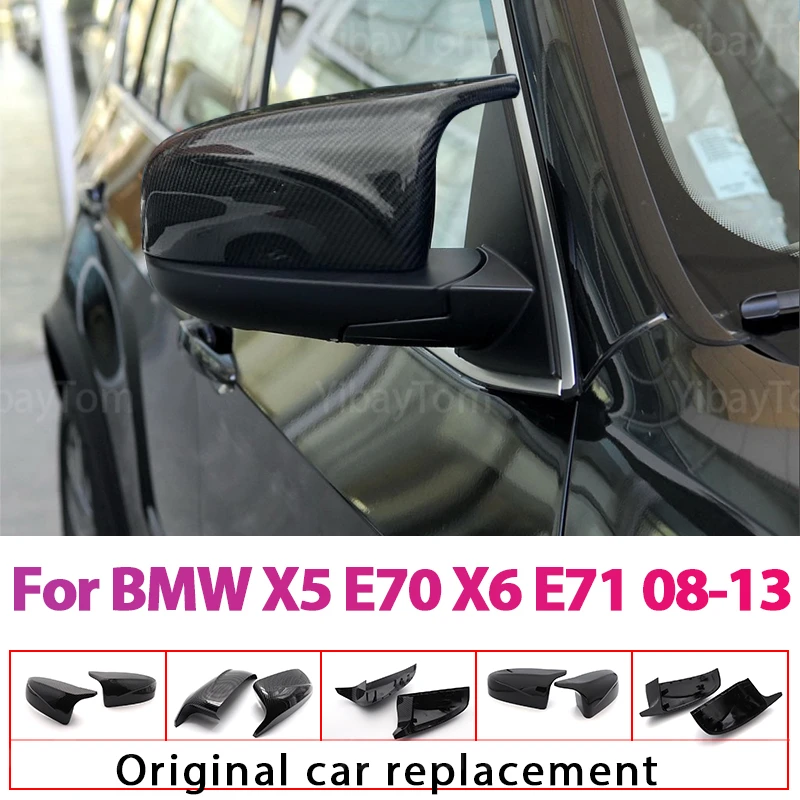 2vnt Pusės Sparno galinio vaizdo modifikuotų automobilių stilius Ryškiai juodos spalvos Anglies Pluošto Modelis Veidrodžio Dangtelis dangteliai BMW X5 E70 