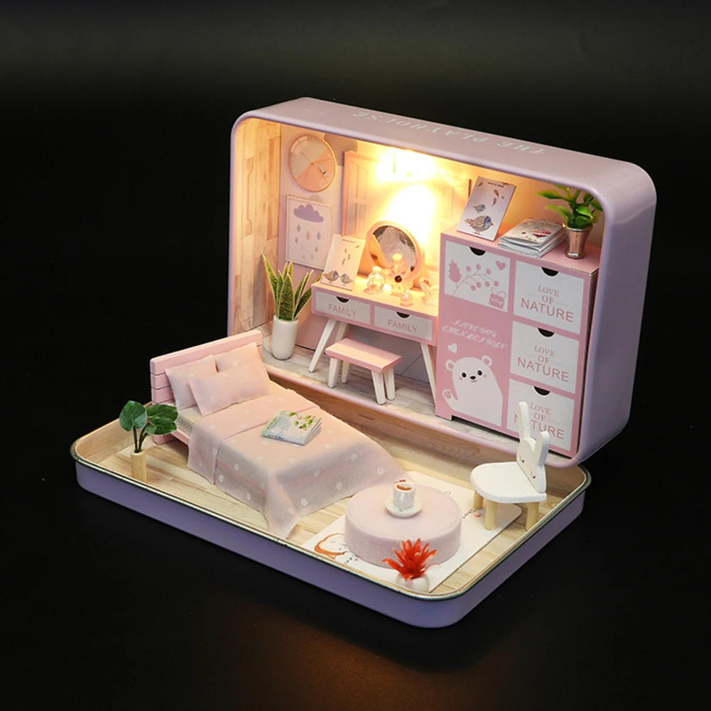 Juokinga Lėlės Namas Žaislai Baldų Komplektas Rankų Darbo Roombox Kūrybos Dovanos, Namų Dekoro Surinkto Modelio Kūrimo Įrankių Rinkiniai