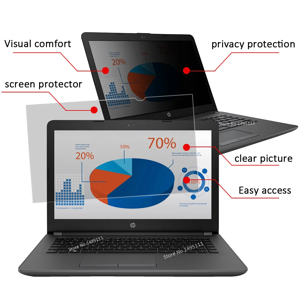 13.3 colių (294mm*165mm) Privatumo Filtras, 16:9 Laptop Notebook Anti-glare Screen protector Apsauginė plėvelė