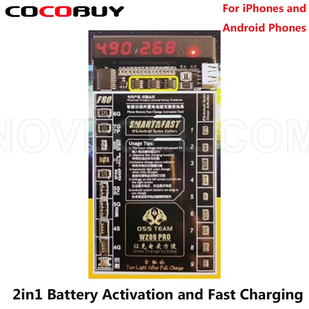 Baterija Aktyvavimo Greito Įkrovimo Įrankiai W209 Pro Baterija Įjungimo ir Greitas Įkrovimas 2 in1 Įrenginys, skirtas 