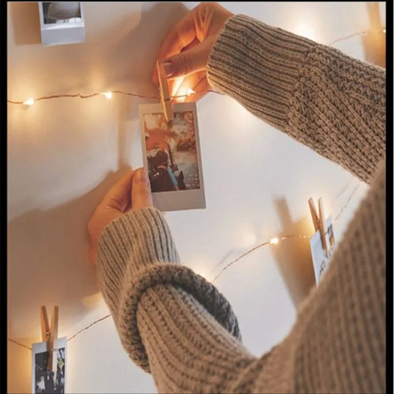 Medinių Foto Įrašą Pasakų Žibintai Girliandą baterijos LED Šviesos Eilutę Gimtadienis, Vestuvės, Kalėdos, Kambario, Namo Apdaila