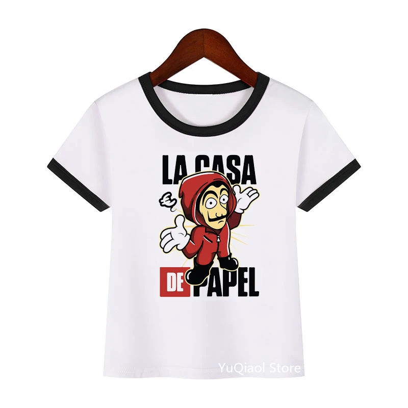 Juokinga La Casa De Papel Marškinėliai Vaikams Vasarą iš Viršaus Pinigus Heist Marškinėlius Bella Ciao Kawaii Namas Popieriaus Berniukų, mergaičių drabužiai, marškinėliai