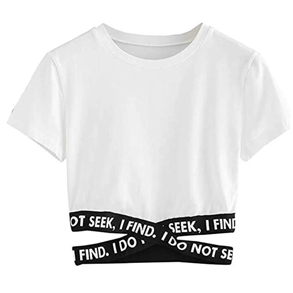 Moteriški marškinėliai Moteriški Lady Mados Soild Pastarasis Kryžiaus Tvarstis Palaidinė Sexy Viršūnes Mados T-Shirt, derliaus viršuje топик женский