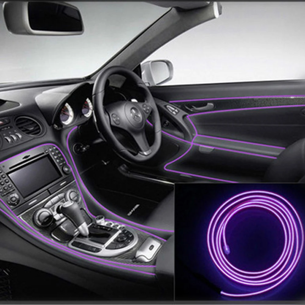 Lankstaus Neono Šviesos 5M 3V Švyti EL Lynas juosta Kabelio Juostos LED Neoninės Šviesos, Batų, Drabužių, Automobilių, led juostos EL Laidas+12v Adapteris