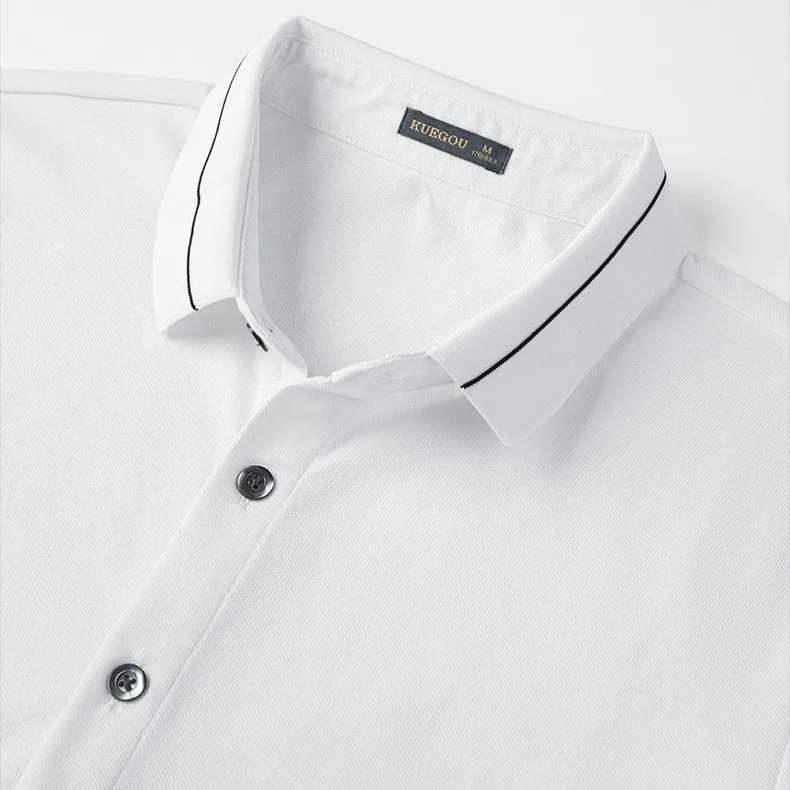 KUEGOU 2020 m. Rudenį Medvilnė Apačioje Megztinis Juodos spalvos Polo Marškinėliai Vyrams Mados ilgomis Rankovėmis Slim Poloshirt Vyrų Plius Dydis Drabužių 88068