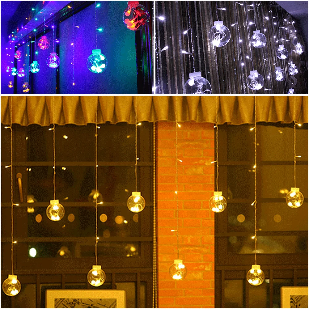 LED Eilutės Žibintai Varinės Vielos Žvaigždėtą Kristalų Užuolaidų Lempos ES Plug Lauko Vestuvės, Kalėdos, Pasakų Kambarys Kamuolys Šviesos Eilutę