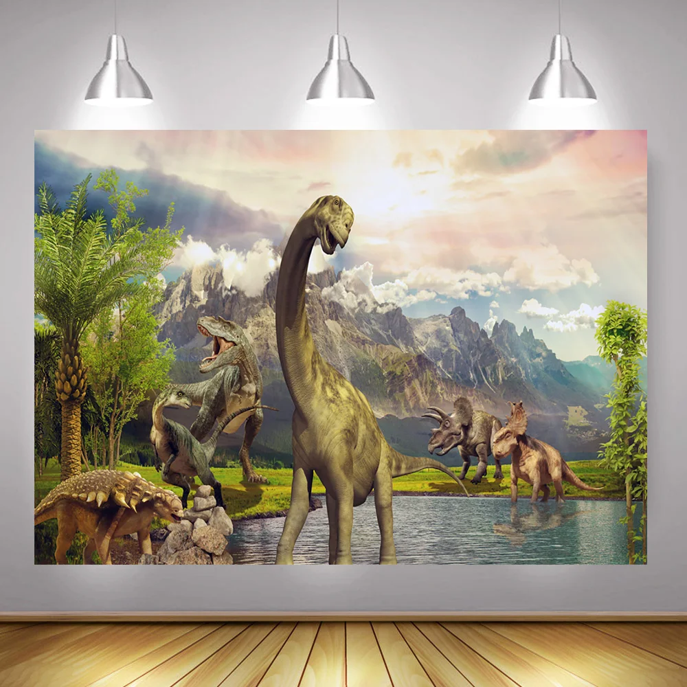 Animacinių Filmų Dinozaurų Džiunglių Šalis Fone Photocall Juros Periodo Dinozaurų Vaikų Gimtadienio Fone Fotografijos Tyrannosaurus Reklama