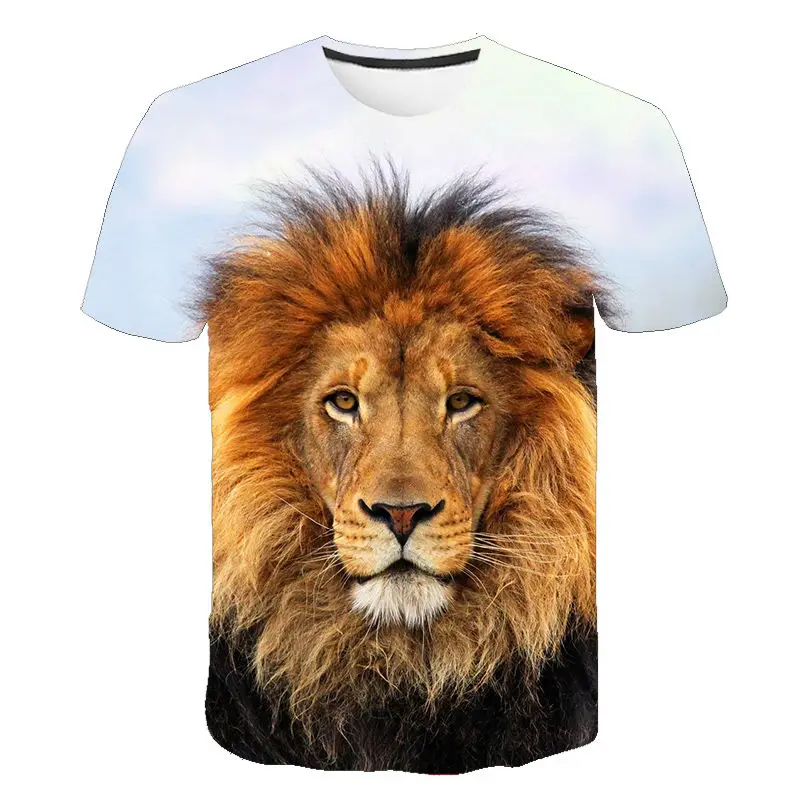 Mados Liūtas 3D Atspausdintas marškinėliai Cool Gyvūnų Modelio Vasaros trumpomis Rankovėmis Viršūnes Vyrų Marškinėlius Berniukui, Mergina Vaikų Tees Drabužius
